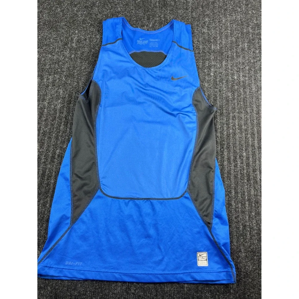 Nike Pro Combat Dri-FIT Compression Tank Top Mens XXL Blue Grey Sleeveless Shirt